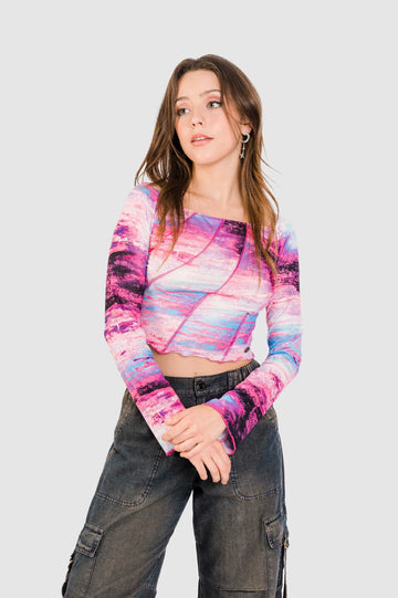 Crop Mesh Luke - Fucsia CROPTOPS NOW 