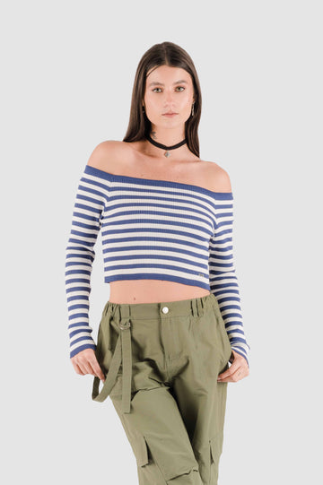 Chompa Off Shoulder Mils CHOMPAS NOW Azul Oscuro XS 