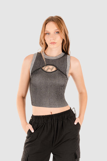 Polo Neo Tejido CROPTOPS NOW Gris Oscuro S 