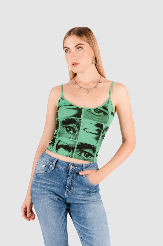 Crop Slim Fit Eyes CROPTOPS NOW Verde XS 