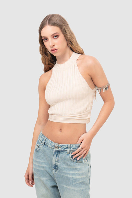 Top Tejido Sunsets CROPTOPS NOW Beige S 