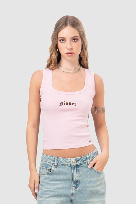 Tank Slim Fit Sinner POLOS NOW Rosado Claro XS 