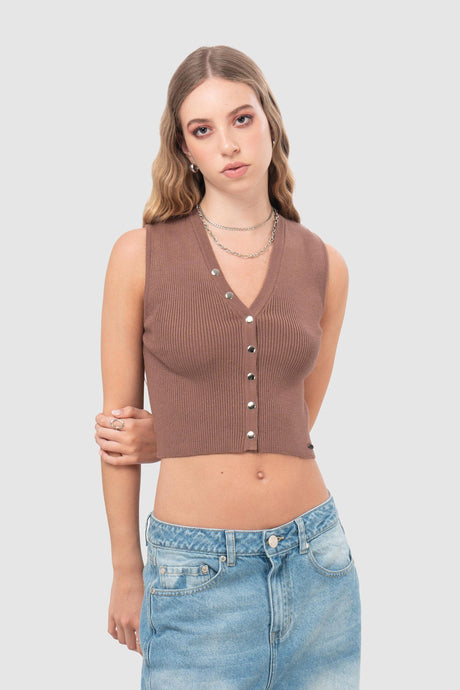 Top Slim Fit Pilar CROPTOPS NOW Marrón XS 