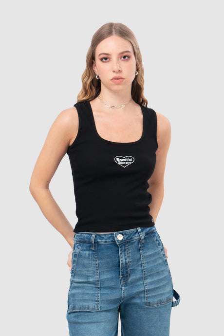 Tank Slim Fit Disaster CROPTOPS NOW Negro XS 