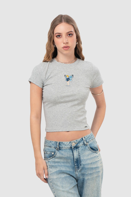 Polo Baby Tee Elixia POLOS NOW Gris Claro XS 