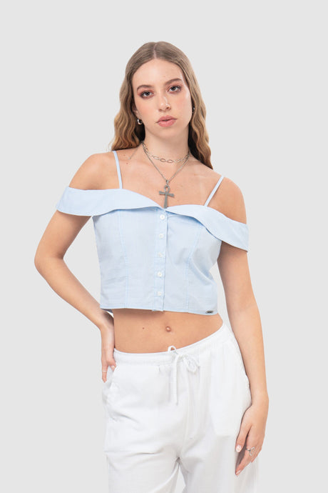 Blusa Slim Fit Monaco BLUSAS NOW Celeste XS 