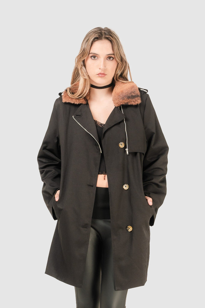 Gabardina Regular Fit Kenia ABRIGOS NOW Negro XS 