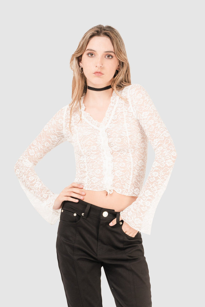 Blusa Slim Fit Ducey BLUSAS NOW Blanco XS 