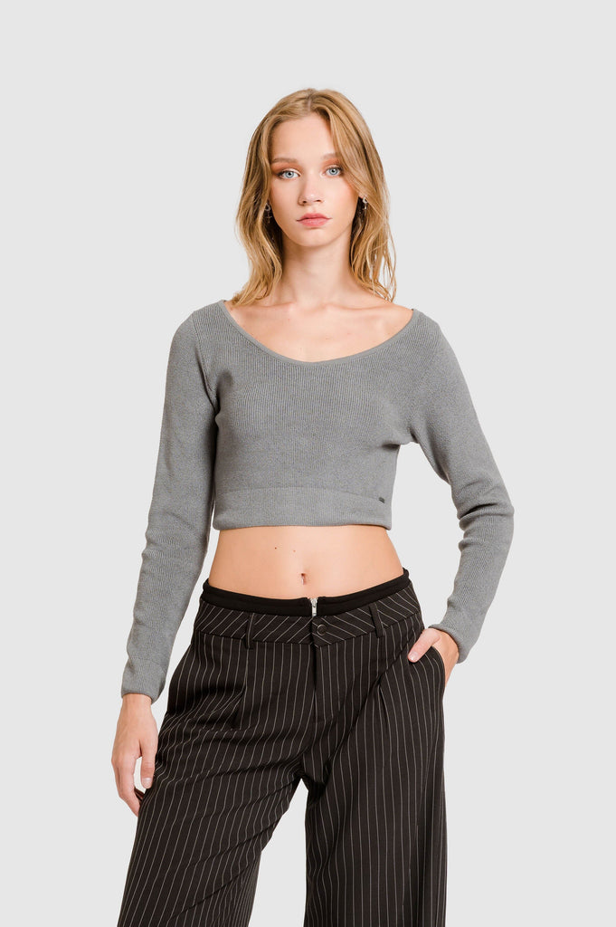 Crop Tejido Slave CROPTOPS NOW XS Gris 