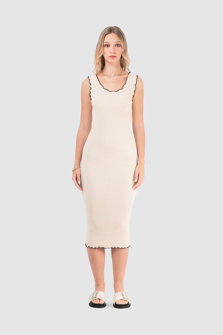 Maxi Vestido Tejido Eva VESTIDOS NOW Beige Claro S 