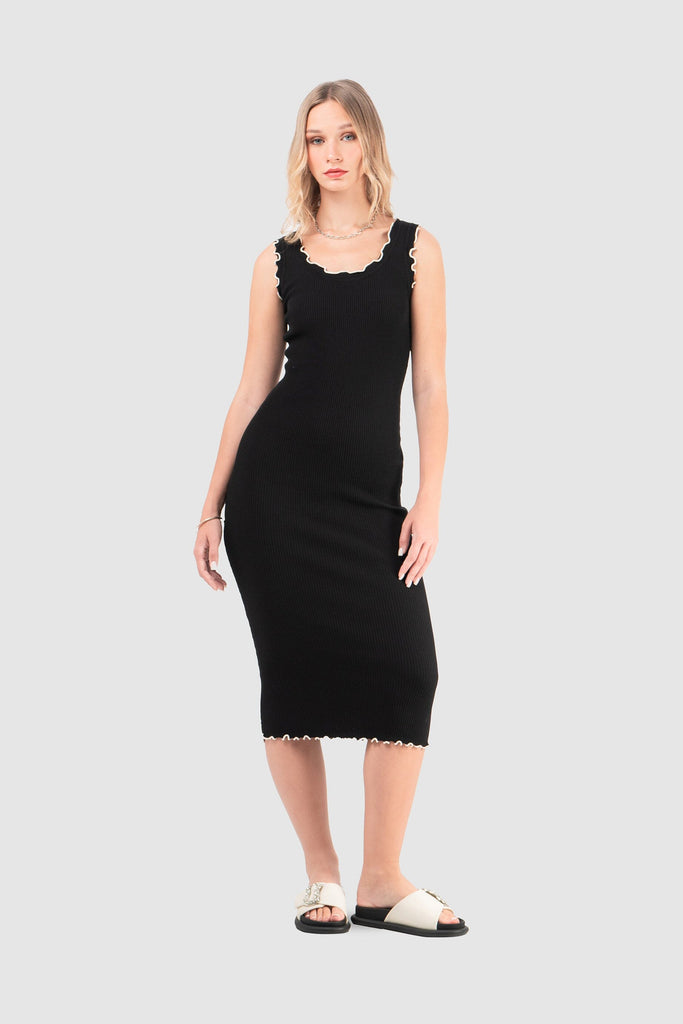 Maxi Vestido Tejido Eva VESTIDOS NOW Negro S 