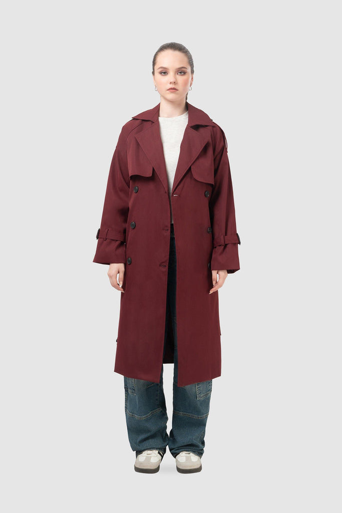 Gabardina Larga Kaly ABRIGOS NOW Vino XS 