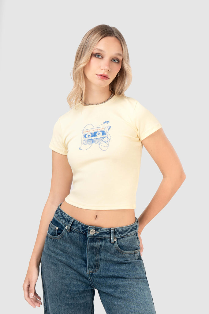 Polo Baby Tee Orbital POLOS NOW Amarillo Claro XS 