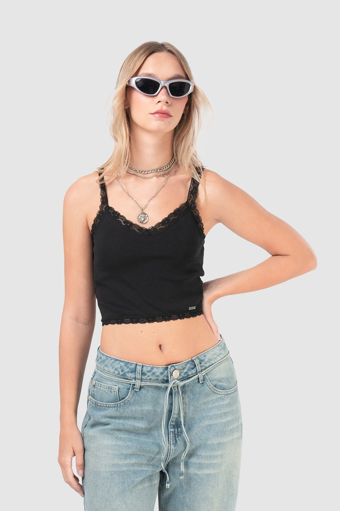Top Slim Fit Avril CROPTOPS NOW Negro XS 