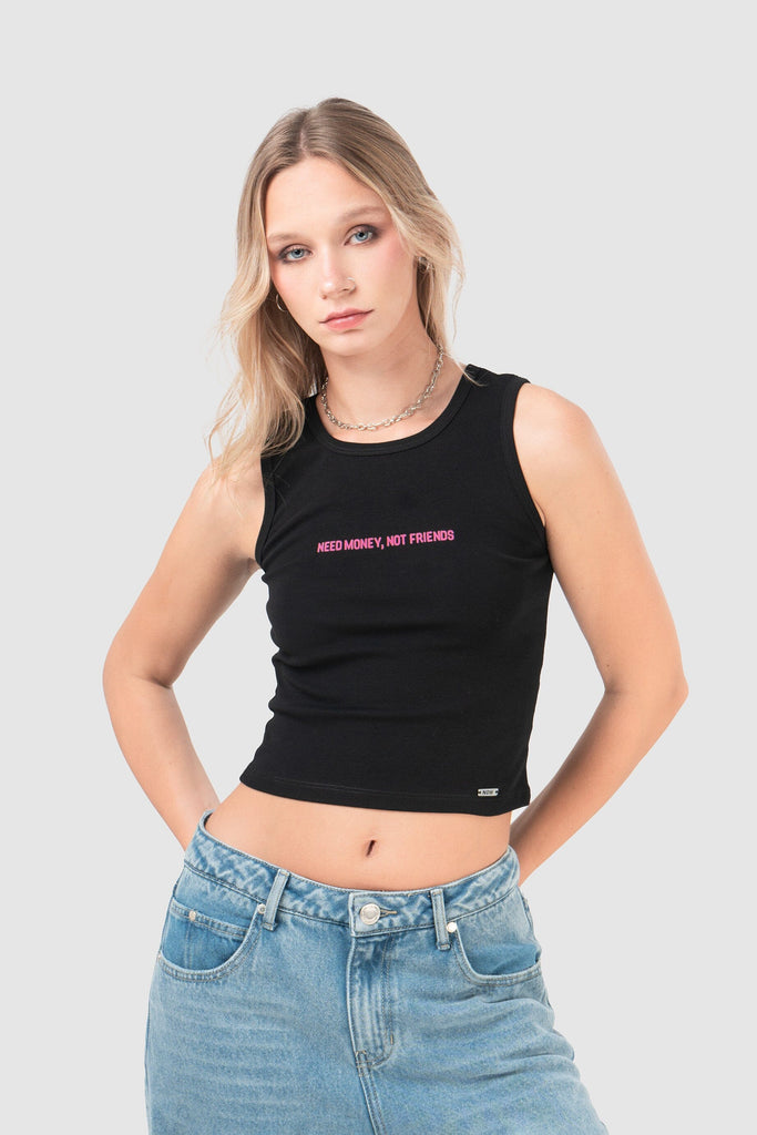 Tank Slim Fit Swip CROPTOPS NOW Negro XS 