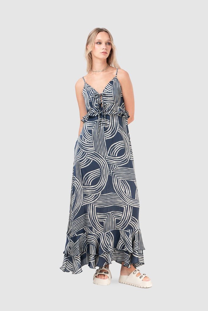Maxi Vestido Lombardy VESTIDOS NOW Azul Oscuro XS 