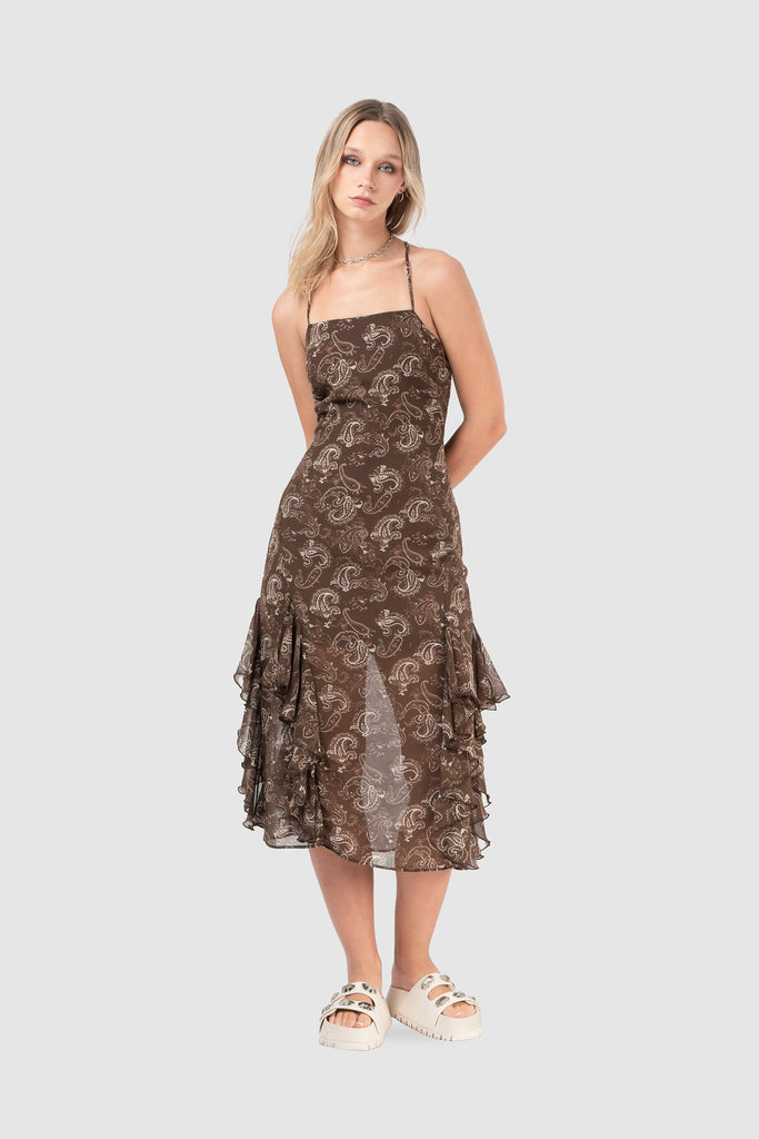 Maxi Vestido Race VESTIDOS NOW Marrón XS 