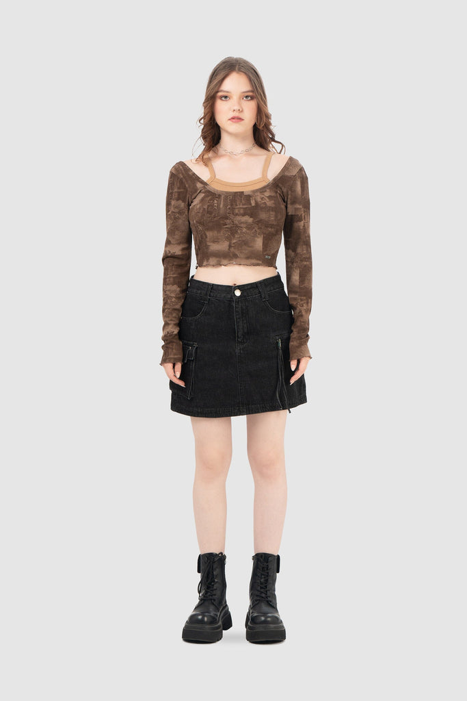 Mini Falda Denim London FALDAS NOW Negro S 