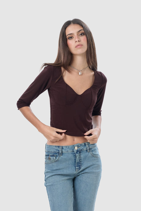 Blusa Slim Fit Grime BLUSAS NOW Marrón XS 