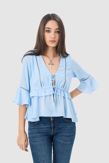 Blusa Slim Fit Arezzo BLUSAS NOW Celeste XS 