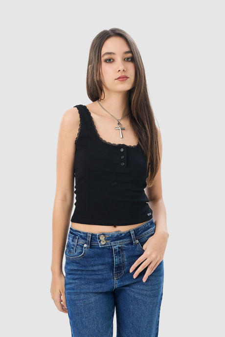 Tank Slim Fit Kosumel CROPTOPS NOW Negro X Small 