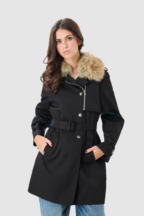 Gabardina Larga Getty ABRIGOS NOW Negro XS 