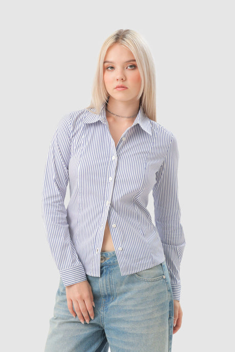 Blusa Slim Fit Emet BLUSAS NOW Azulino XS 