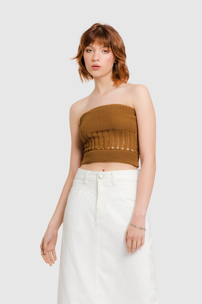 Croptop Texas CROPTOPS NOW XS Marron 