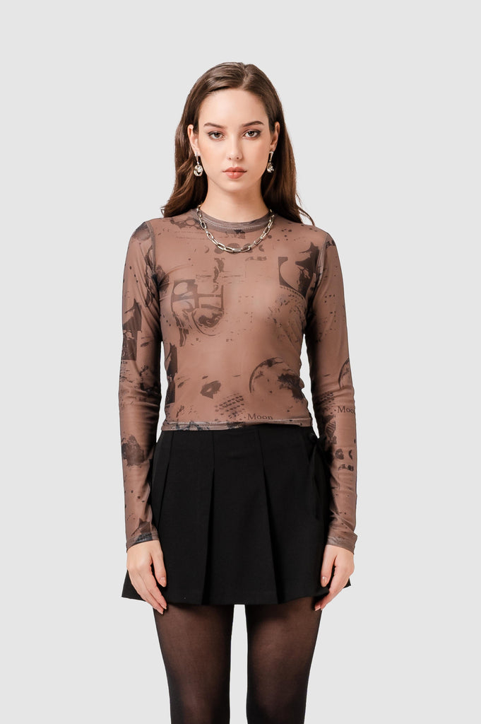 Top Moon M/Larga Mesh POLOS NOW Marrón S 