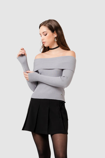 Sweater Off Shoulder Menfis CHOMPAS NOW Gris XS 