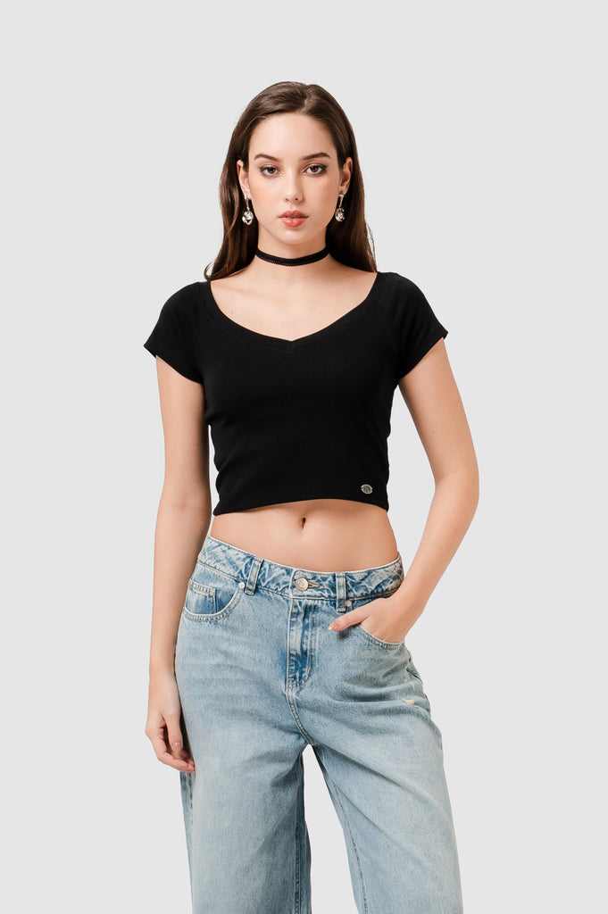 Polo Crop Bullock POLOS NOW Negro XS 