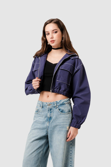 Casaca Crop Fit Tunie CASACAS NOW Morado XS 