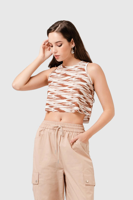 Crop Tank Fit Cosnett CROPTOPS NOW Marron Claro XS 