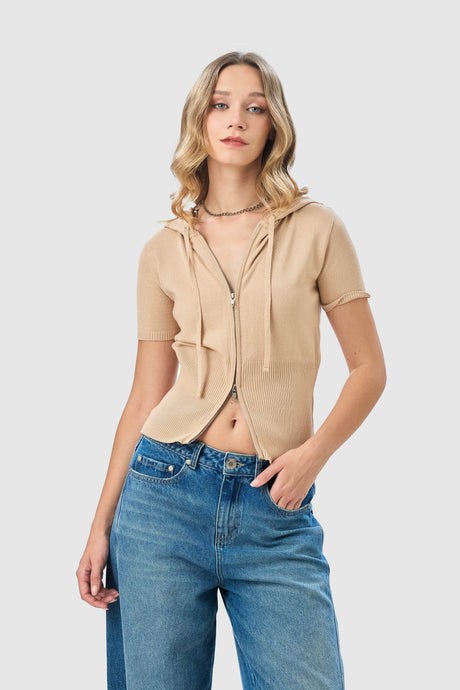 Top Slim Lexi M/C C/Capucha CROPTOPS NOW Beige X Small 